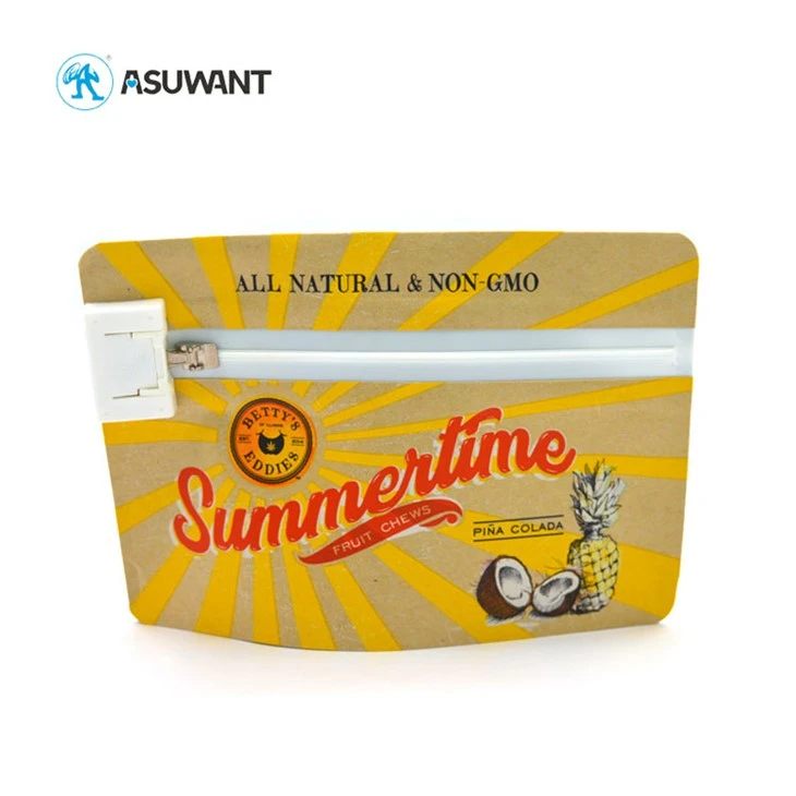 Eco - Friendly Recycle Child Resistant Pouch , Kraft Paper Child Proof Packaging Bag For Tobacco