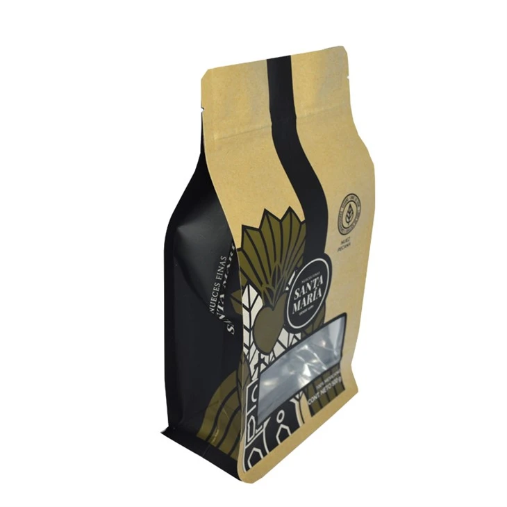 Heat Seal Individual Empty Brown Kraft Paper Printed Coffee Tea Bag With Window