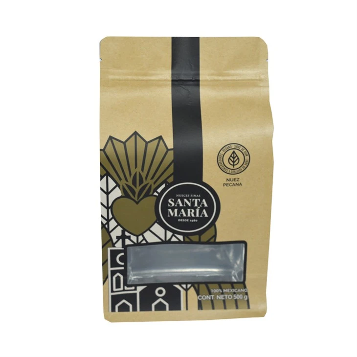 Heat Seal Individual Empty Brown Kraft Paper Printed Coffee Tea Bag With Window
