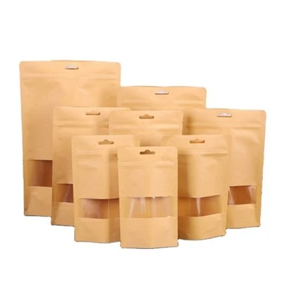 Usi multipli sacchetti di cerniera di carta kraft impermeabili dimensioni personalizzate per noci / caramelle