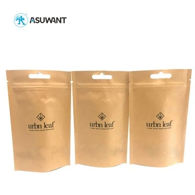 Borsa con chiusura a zip di carta multiplo kraft, sacche di caffè Kraft ASTM con valvola