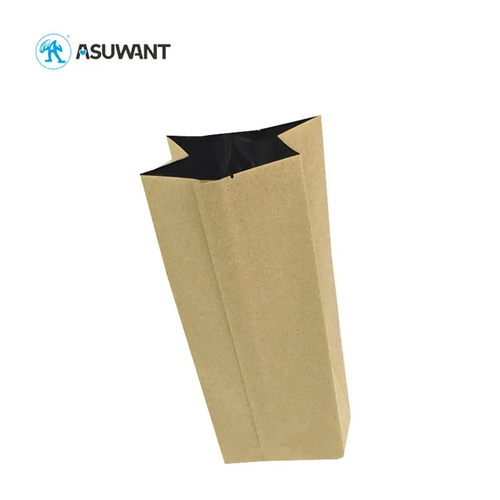 Square Bottom Gusseted Bags Kraft Paper , Coffee Bean Packaging Bag With Tin Tie
