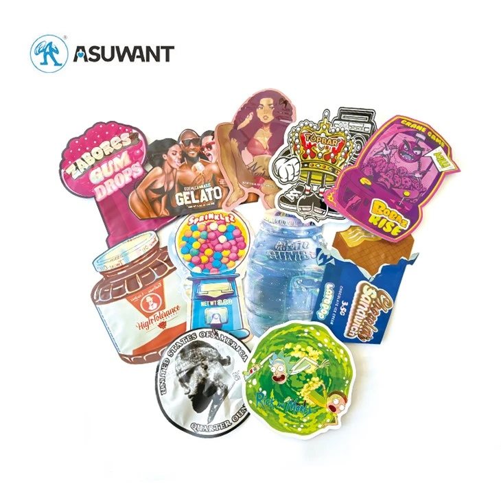 Digital Print Custom Shape Resealable Smell Proof Baggies 3.5g Candy Die Cut Mylar Bags