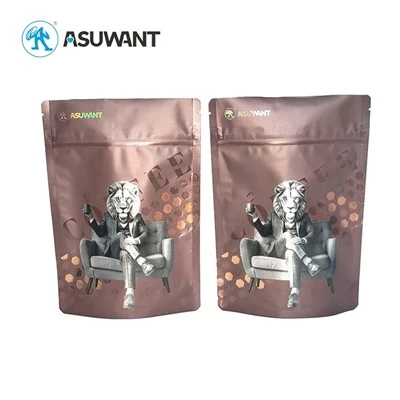 Stampa digitale Hot Samping BRC 3D in rilievo UV Reverse Matte Texture Custom Stand Up Sacchetti di caffè con chiusura lampo